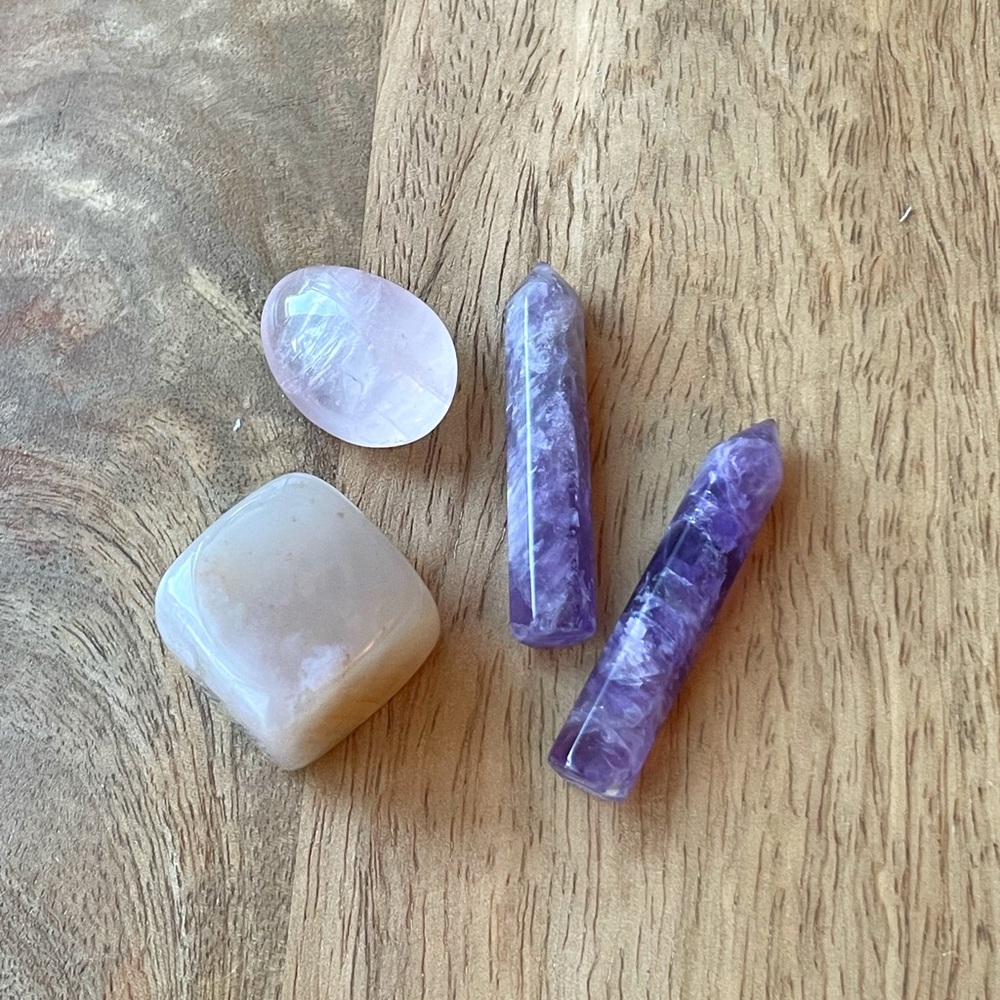 Genuine Crystals Amethyst and Rose Quartz